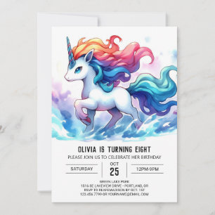 Convite Aniversário de Cavalo Editável por Aquarela