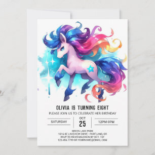 Convite Aniversário de Cavalo Editável por Aquarela