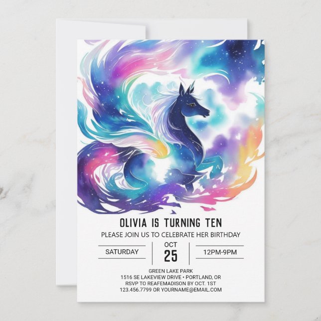Convite Aniversário de Cavalo Encantado para Crianças (Frente)