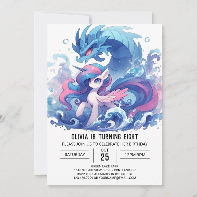 Convite Aniversário de Cavalo Imprimível com Aquarela (Frente)