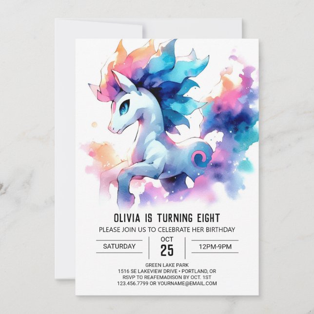 Convite Aniversário de Cavalo Imprimível Encantado (Frente)