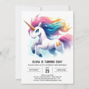 Convite Aniversário de Cavalo Personalizado da Aquarela
