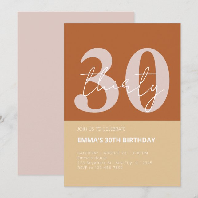 Convite aniversário de celebração de 30 ano (Frente/Verso)