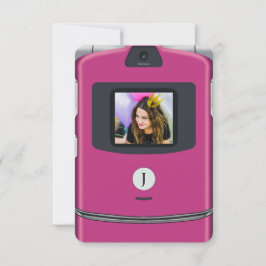Convite Aniversário de Celular Flip Rosa dos Anos 2000