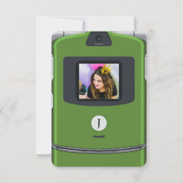 Convite Aniversário de Celular Flip Verde dos Anos 2000