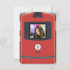 Convite Aniversário de Celular Flip Vermelho dos Anos 2000