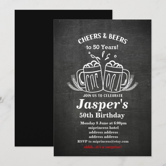 Convite Aniversário de cerveja, aplausos a qualquer ano! (Frente/Verso)