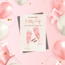 Aniversário de Champanhe Rosa Glamouroso e Elegant