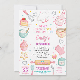 Convite Aniversário de Chef Girl moderna pessoal