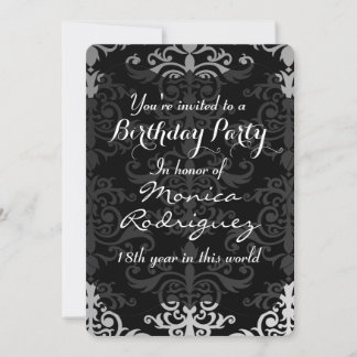 Convite aniversário de Chic Damask