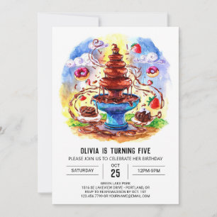 Convite Aniversário de Chocolate Aquarela Encantado