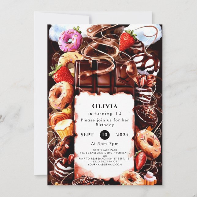 Convite Aniversário de Chocolate Encantado (Frente)