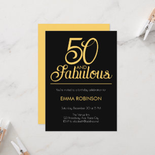 Convite Aniversário de Cinquenta anos "50 e Fabuloso" dour