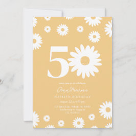 Convite Aniversário de Cinquenta Anos Floral Retro
