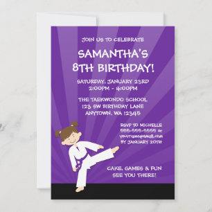 Convite Aniversário de Cinturão Roxo de Taekwondo de Menin