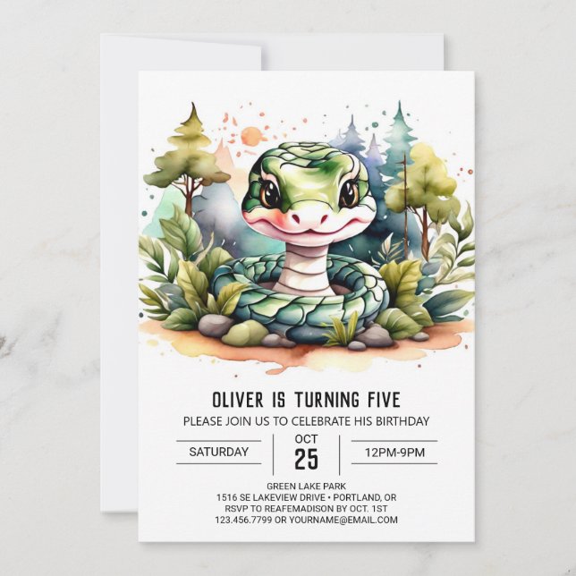 Convite Aniversário de Cobra Personalizada (Frente)