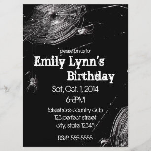 Convite Aniversário de Cobwebs e Aranhas Brancas