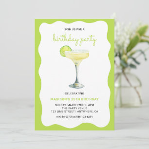 Convite Aniversário de Cocktail de Verão Chic Green Ondula