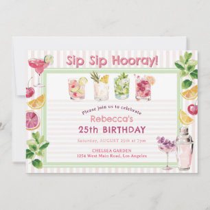 Convite Aniversário de Cocktail de Verão SIp Sip Hooray