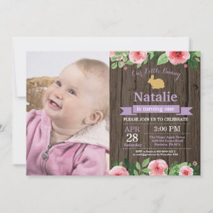 Convite Aniversário de Coelho Menina Ovo de Páscoa 1º Prim