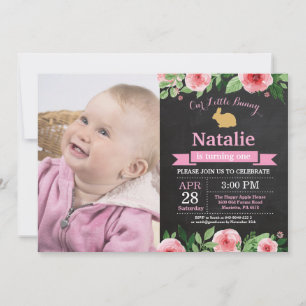 Convite Aniversário de Coelho Menina Ovo de Páscoa 1º Prim