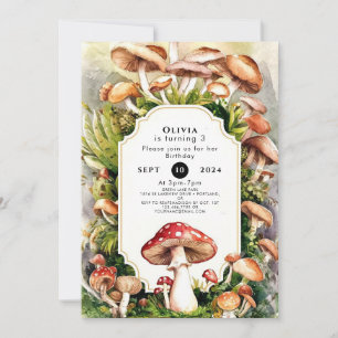 Convite Aniversário de Cogumelos Encantado Simples
