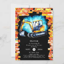 Aniversário de Construção Colorida Personalizada