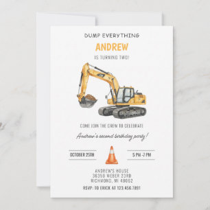 Convite Aniversário de Construção Simples Moderna Pessoal