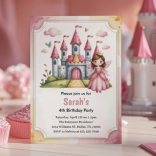 Convite Aniversário de Conto de Fadas da Princesa Fofa