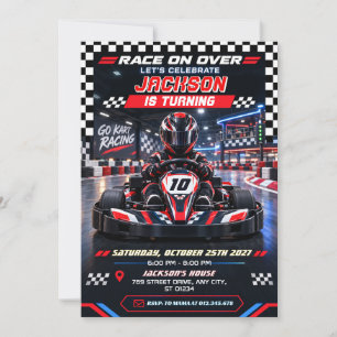 Convite Aniversário de Corrida de Kart Personalizado
