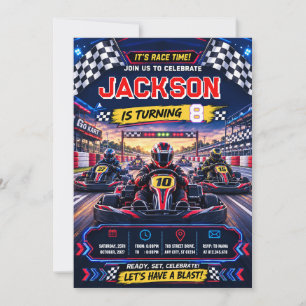 Convite Aniversário de Corrida de Kart Personalizado