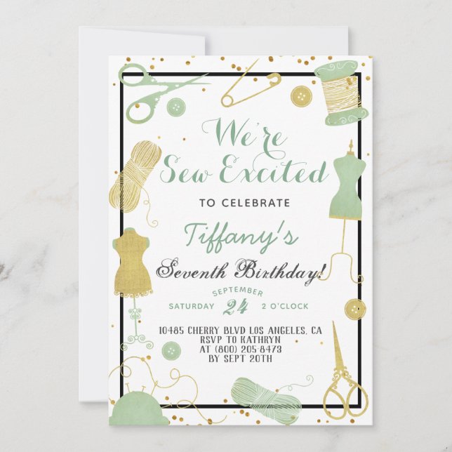 Convite Aniversário de Costura Animado (Frente)