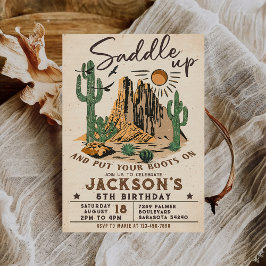 Convite Aniversário de Cowboy Rodeio Western Saddle Up Vin
