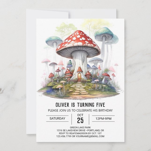 Convite Aniversário de criança Adventure Toadstool Encanta (Frente)