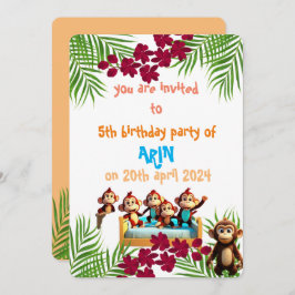 Convite aniversário de criança da família do macaco malvad