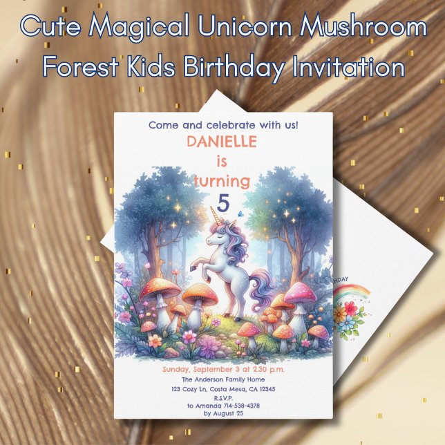 Convite Aniversário de criança da Floresta de Cogumelo do  (Criador carregado)