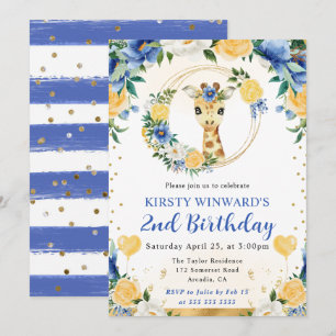 Convite Aniversário de criança da Girafa da Selva de Cacho