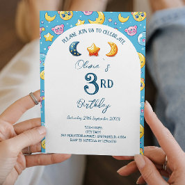 Convite Aniversário de criança das Estrelas Celestiais e d