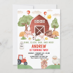 Convite Aniversário de criança de animais de exploração