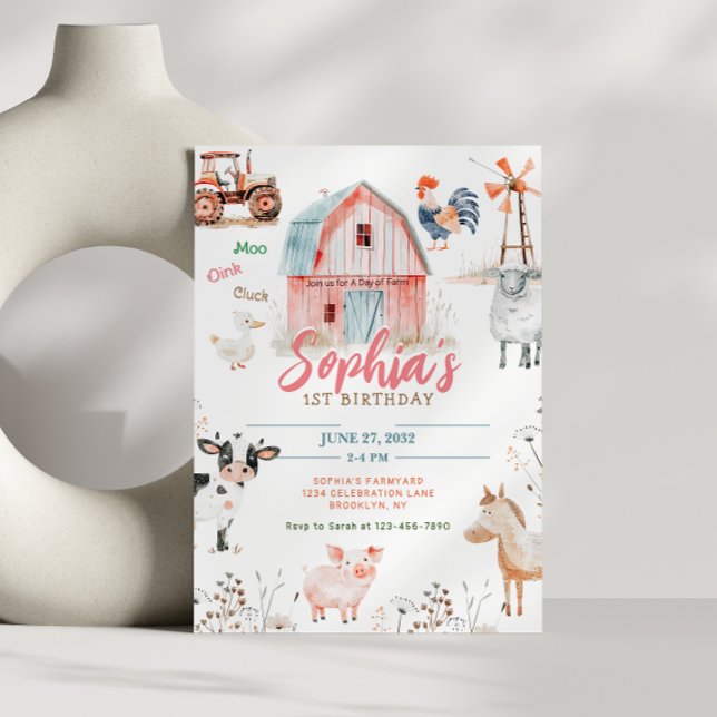 Convite Aniversário de criança de animais de quintal (Criador carregado)