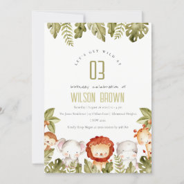 Convite Aniversário de criança De Animais De Safari Tropic