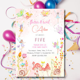 Convite Aniversário de criança de aquarelas de fada