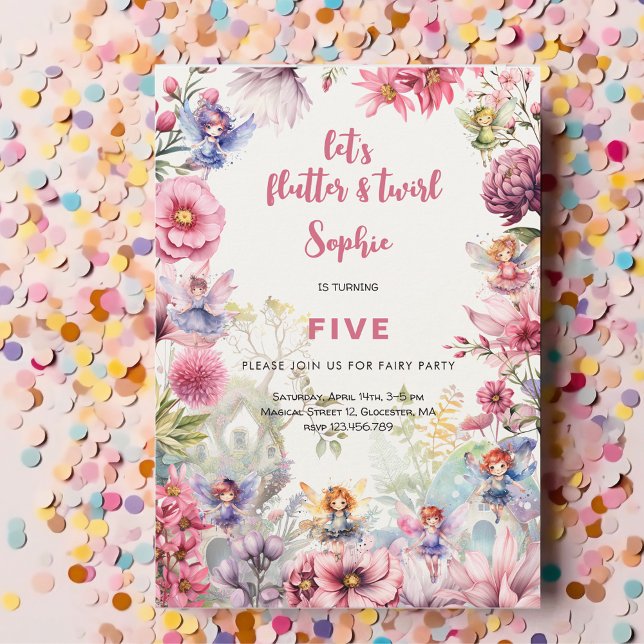 Convite Aniversário de criança de aquarelas de fada (Criador carregado)