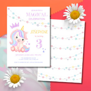 Convite Aniversário de criança de Banner Mágico do Unicórn