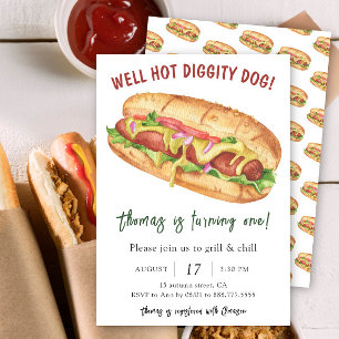 Convite Aniversário de criança de Cachorro Quente de Aquar