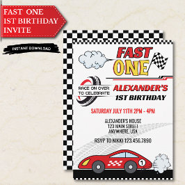 Convite Aniversário de criança de carro de corrida rápida