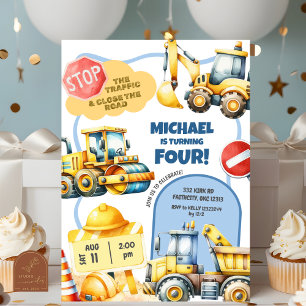 Convite Aniversário de criança de construção