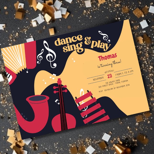 Convite Aniversário de criança de dança e jogo (Criador carregado)