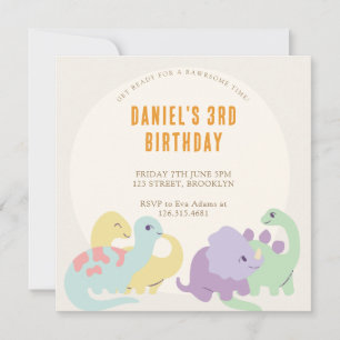 Convite Aniversário de criança de Dinossauro Ilustrado Pas