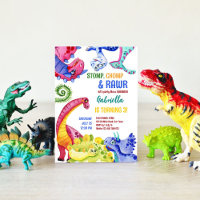 Aniversário de criança de dinossauros coloridos